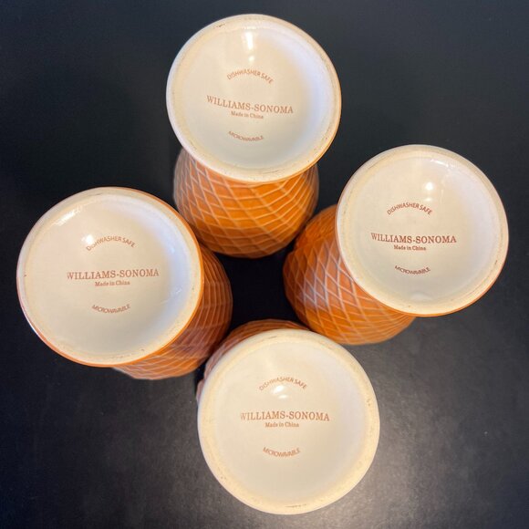 Set of 4 WILLIAMS-SONOMA Waffle Ice Cream Cone Shaped Embossed Serving Dishes 3D - Picture 9 of 11